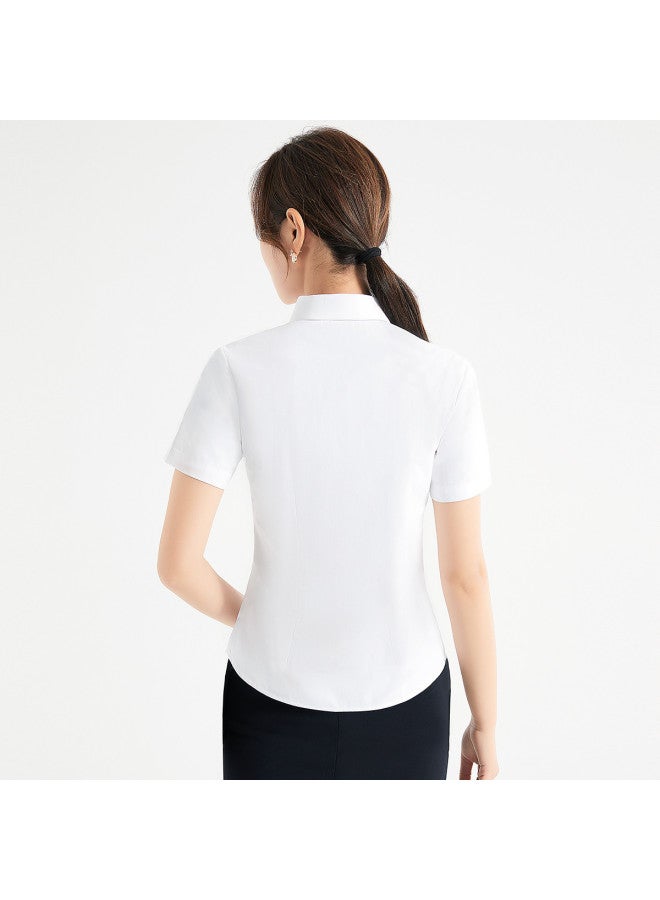 ROMON قميص نسائي على شكل حرف V، قميص رسمي للأعمال في الخريف للتنقل المهني للنساء، مناسب للجسم - Image 3