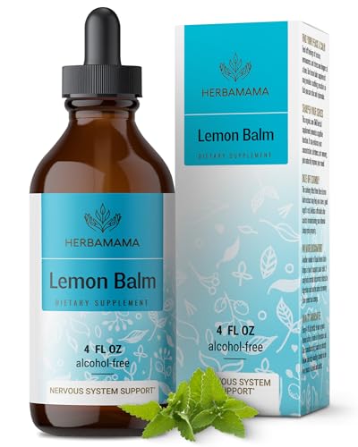 HERBAMAMA Lemon Balm Tincture Calm Support with Lemon Balm Leaves Melissa Officinalis Calming Drops Vegan NonGMO Alcohol SugarFree Relaxation Supplement 56Day Supply