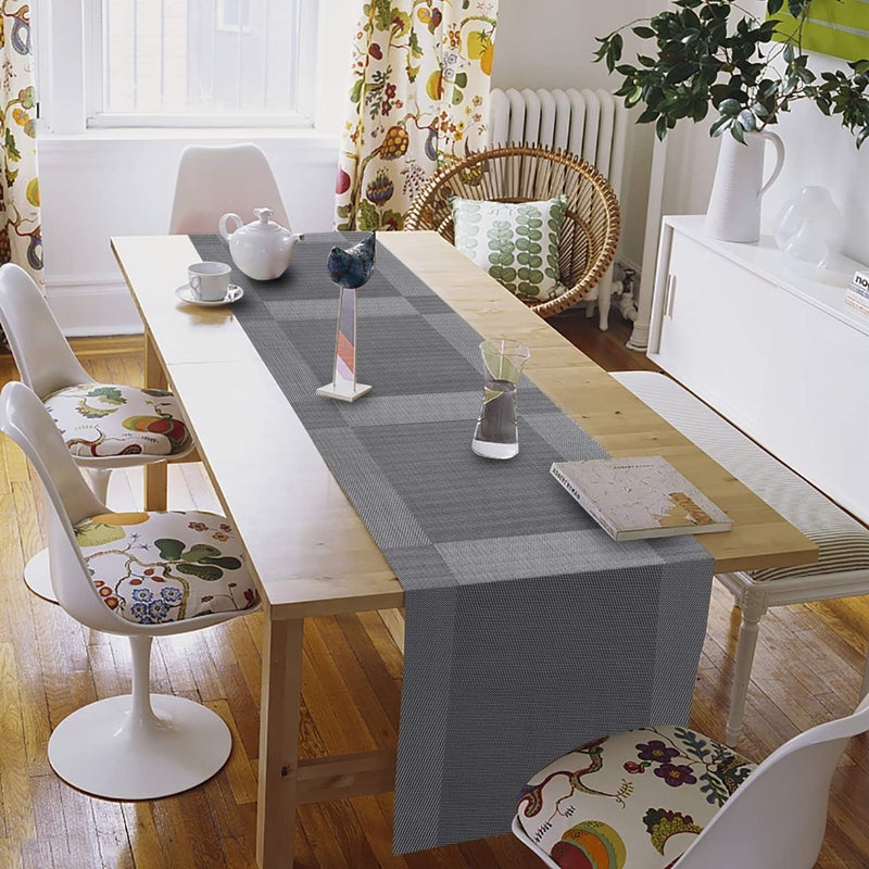 TASKHOUSE Table Runner Non-Slip, Durable PVC Woven Vinyl, Stain Resistant for Kitchen, Dining Table, Bedroom (Silver, Pack of 2) - Image 5