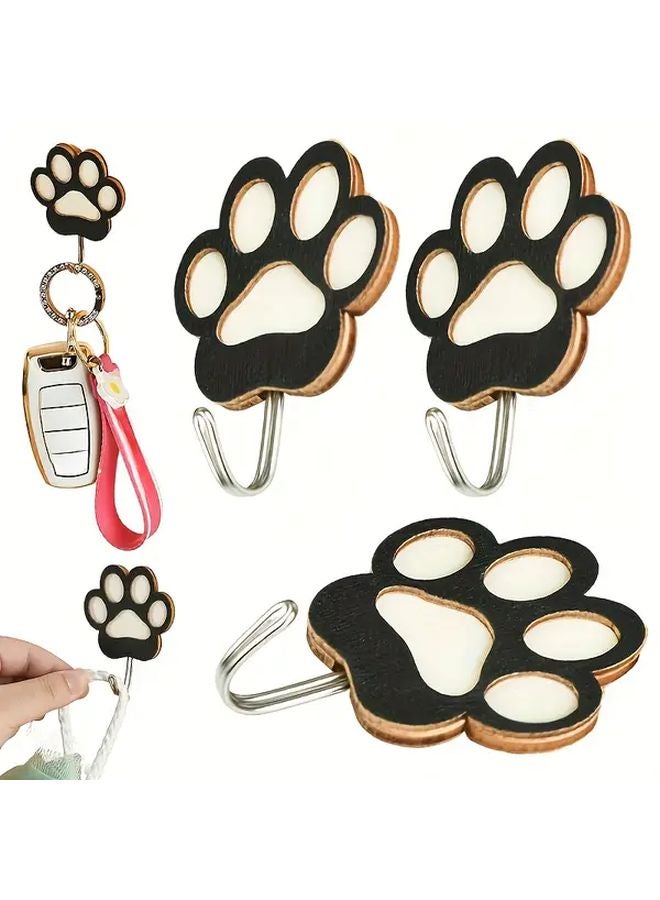 2PC Adorable Dog Footprint Wall Hooks No Drill Easy Installation Home Decor - Image 2