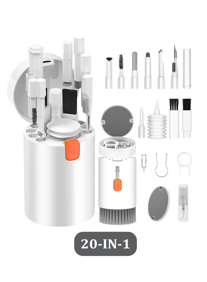 20-In-1 Multifunctional Electronic Cleaner Kit, Computer Keyboard Cleaner Tool, Electronic Cleaning Kit With Brush Spray ,For PC Monitor/Earbud/Cell Phone/Laptop/Computer/Bluetooth Earphones(White) - Image 1