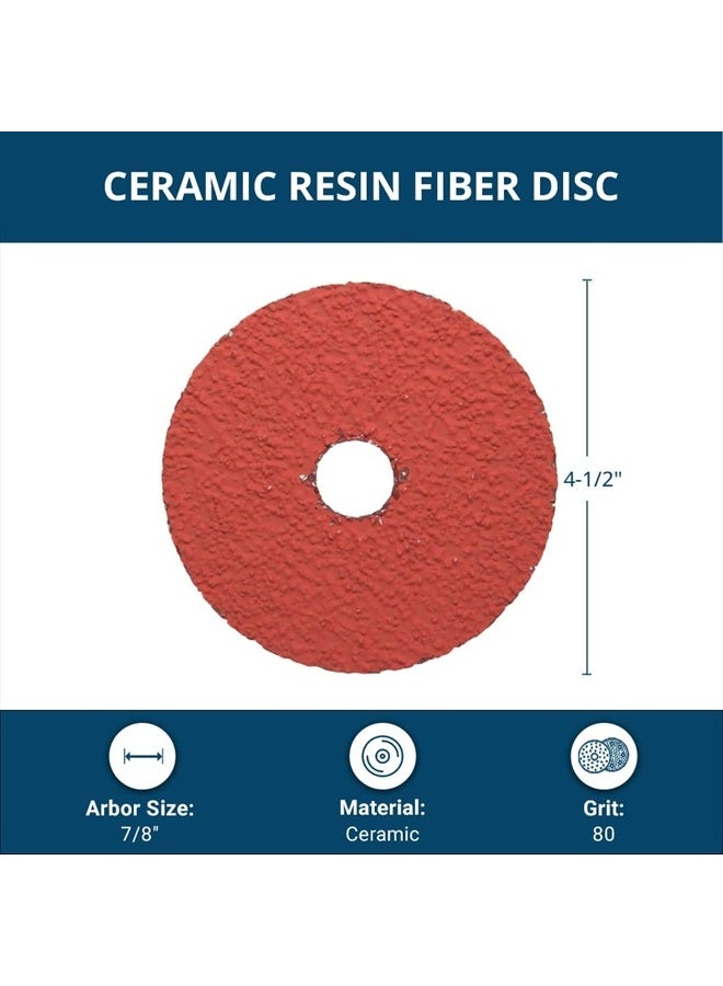 Benchmark Abrasives 4 1/2 Inch Sanding Discs Ceramic Resin Fiber Grinding Disc for Grinding, Stripping on Wood, Fiberglass, Metal, 7/8" Arbor Angle Grinder Sanding Disc, 25 Pack - 80 Grit - Image 5
