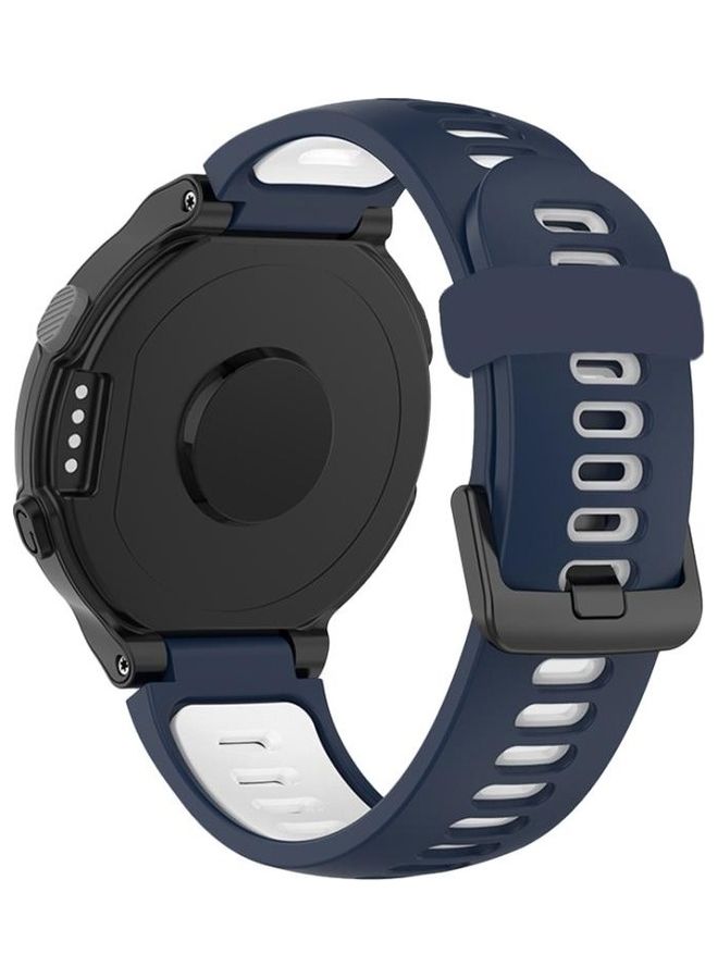 NIBEMINENT Two-Tone Silicone Replacement Band For Garmin Forerunner 220/230/235/620/630/735XT Blue/White - Image 1