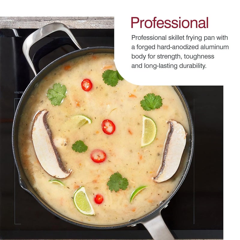 zyliss Zyliss Ultimate Pro Nonstick Saute Pan for thinKitchen:, Hard Anodized Saute Pan with Pour Spout, Non,Stick Frying Pan, Stainless Steel Skillet and Saute Pan with Lid, 11 inches  - Image 4
