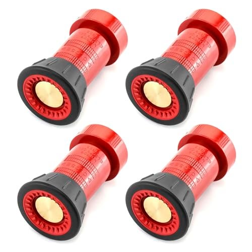 QWORK Fire Hose Nozzle, 4 Pack 1-1/2" Heavy Duty NPSH/NPT Thermoplastic Constant Flow Fog Nozzle, Brass and Polycarbonate, 100 Psi - Image 1