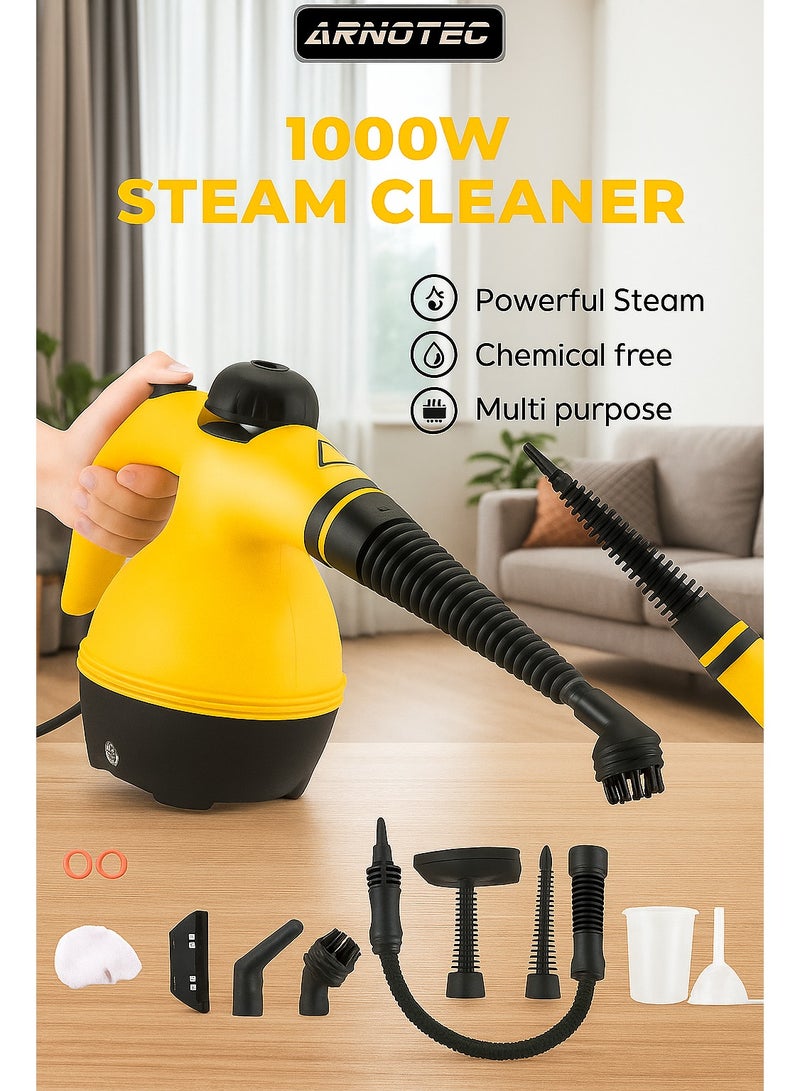 ARNOTEC Portable Handheld Steam Cleaner 1000w Multifunctional High Temperature With 9 Pieces Accessories Suitable For Kitchen Sofa Bathroom Window - Image 1