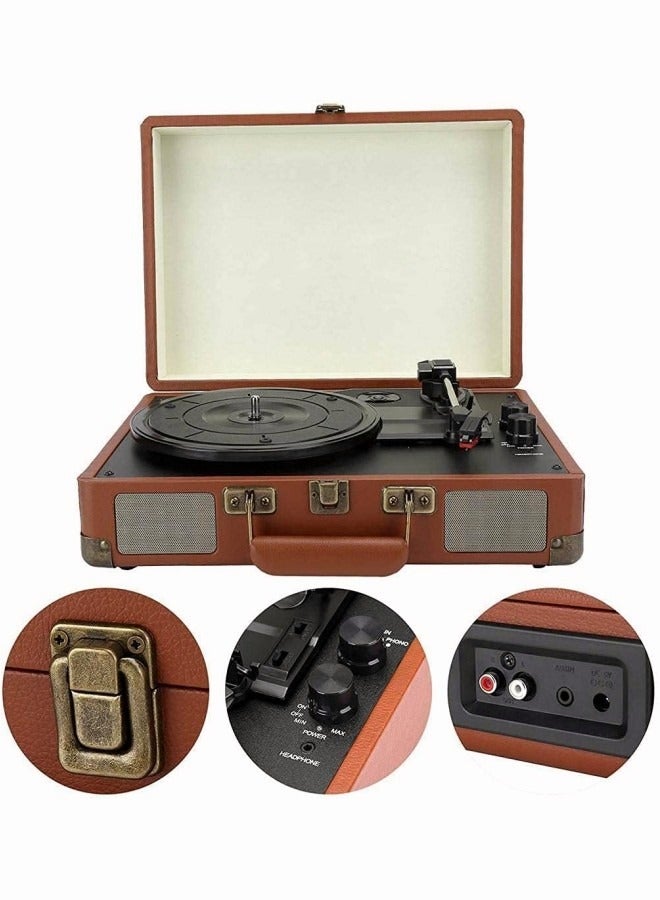 Portable Gramophone Vinyl Record Player Vintage Classic Turntable Phonograph  Stereo Sound with Built-in Stereo Speakers  - Image 3