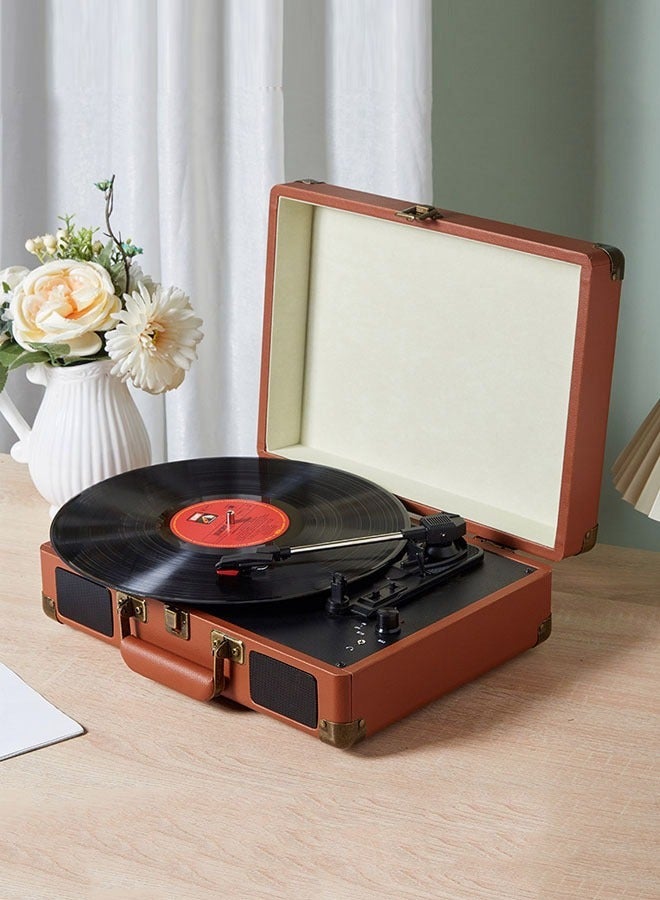 Portable Gramophone Vinyl Record Player Vintage Classic Turntable Phonograph  Stereo Sound with Built-in Stereo Speakers  - Image 5