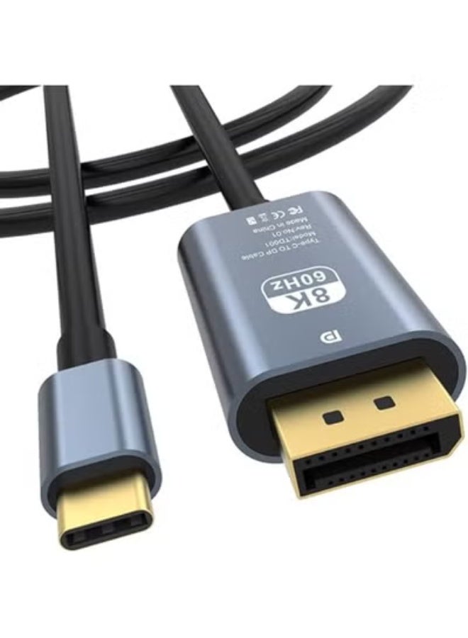 كيبل USB-C إلى DisplayPort بدقة 8K عند 60 هرتز، طول 2 متر – سريع، سهل الاستخدام، ومتوافق مع أحدث أجهزة ماك بوك وأجهزة USB-C - Image 1