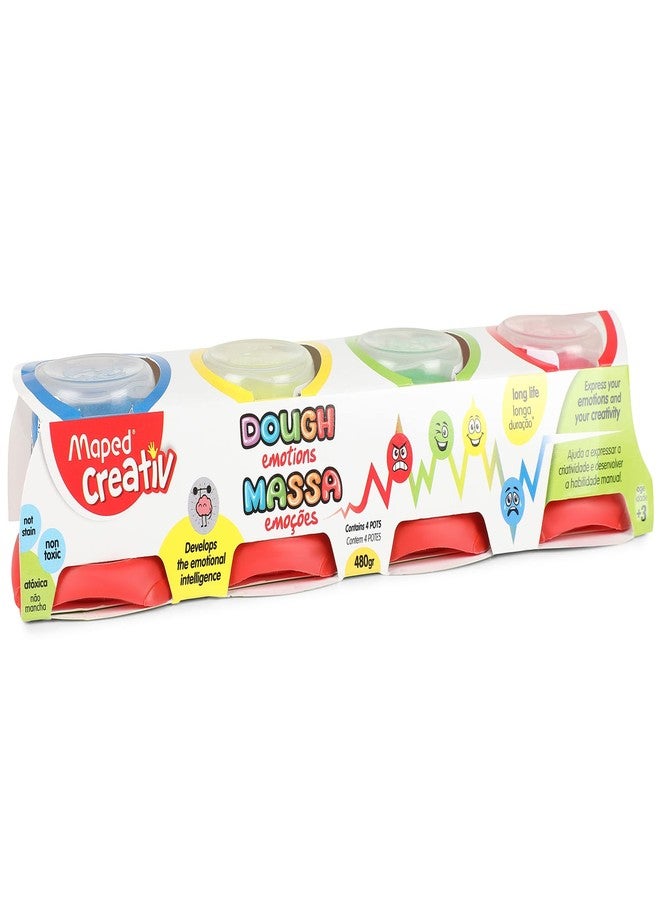 Maped Modelling Dough 4Shades (Classic)| Clay| Non - Toxic & Soft | Child Safe Colours| Trendy & Reusable Containers with Smileys lid | Bithday GiftsReturn Gift| Ideal for 3+ year Kids - Image 1