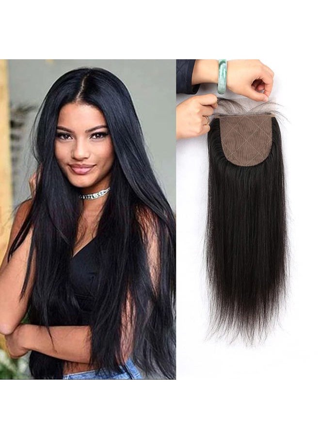 greatremy Greatremy 10A 4"x4" Silk Base Lace Closure Straight Virgin Hair With Baby Hair Free Part Natural Color 14inch  - Image 1