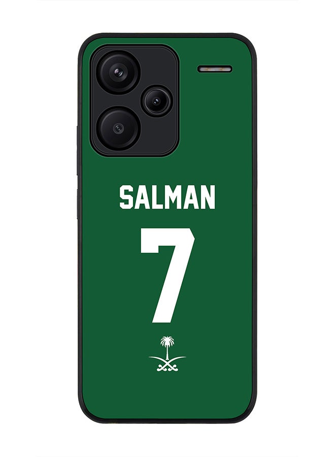 Stylizedd Rugged Black Edge Case for Xiaomi Redmi Note 13 Pro Plus, Slim fit Case Thin Cover -  Football Team - Saudi Arabia, Player Name - Salman - Image 1