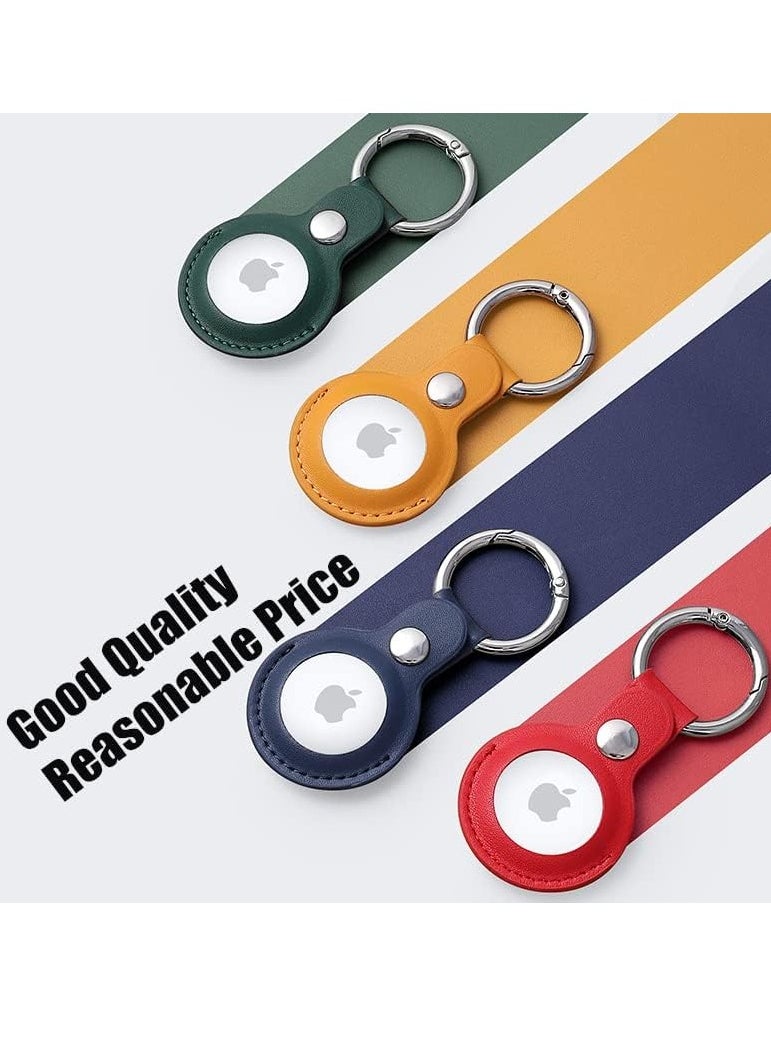 Leather AirTag Keyring Case For Apple Airtag Holder Protective Leather Airtags Case Tracker Cover with Air Tag Holder Airtag Key Ring Compatible with Apple New AirTag