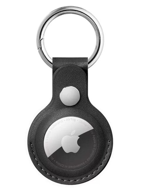 Leather AirTag Keyring Case For Apple Airtag Holder Protective Leather Airtags Case Tracker Cover with Air Tag Holder Airtag Key Ring Compatible with Apple New AirTag
