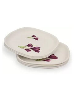JAYPEE Jaypee Le Diner 34 Pieces Dinner Set -Square, White Tulip Violet Flower  - Image 2