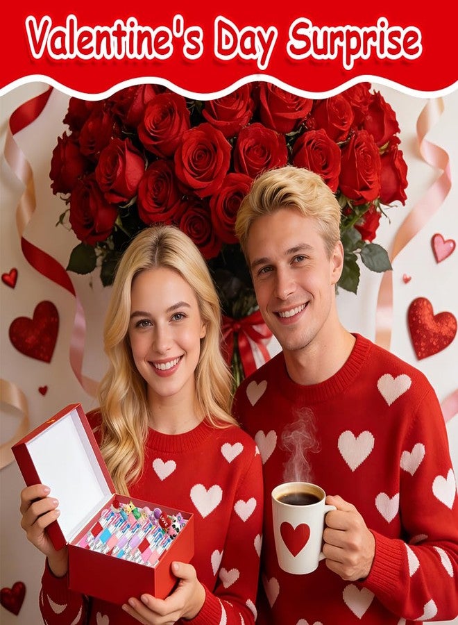 AWEELON 24 Pcs Valentine's Fun Pen Bulk Mini Multicolor 4 in 1 Ballpoint Cute Retractable Pens for Valentine's Day Birthdays Parties Prizes Office Writing Supplies Goodie Bag Stuffers - Image 4