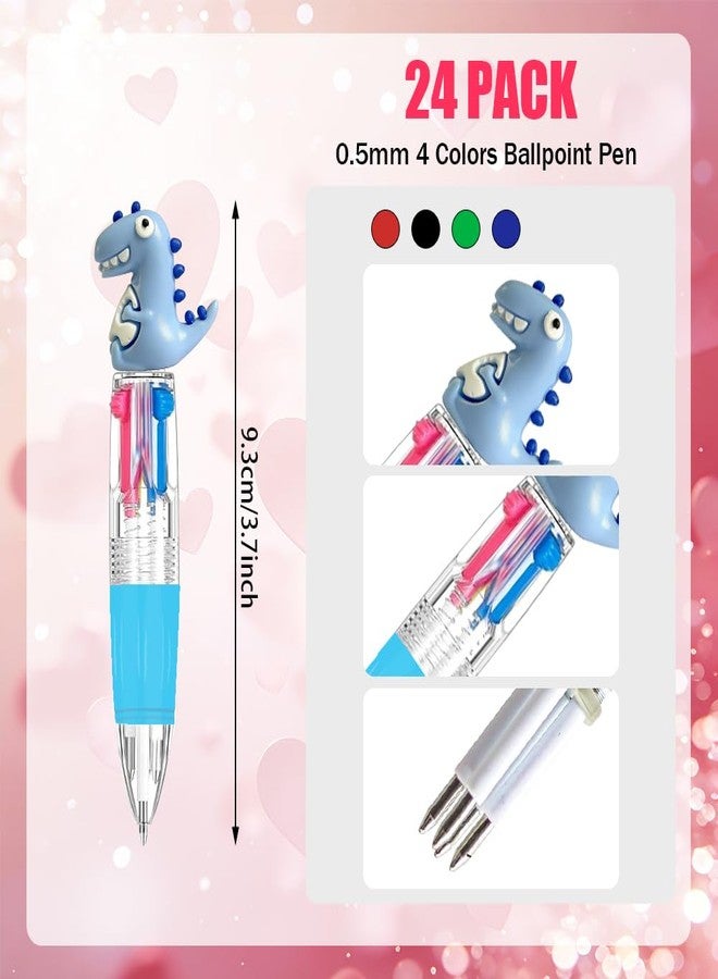 AWEELON 24 Pcs Valentine's Fun Pen Bulk Mini Multicolor 4 in 1 Ballpoint Cute Retractable Pens for Valentine's Day Birthdays Parties Prizes Office Writing Supplies Goodie Bag Stuffers - Image 2