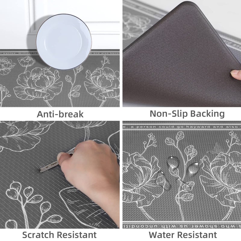 ROTTOGOON Kitchen Floor Mat Set of 2, Cushioned Anti Fatigue Kitchen Mat 20"x32"+20"x59", Non-Slip Waterproof Kitchen Rug, Premium PVC Comfort Kitchen Mats and Rugs for Kitchen, Office, Home, Laundry - Image 3