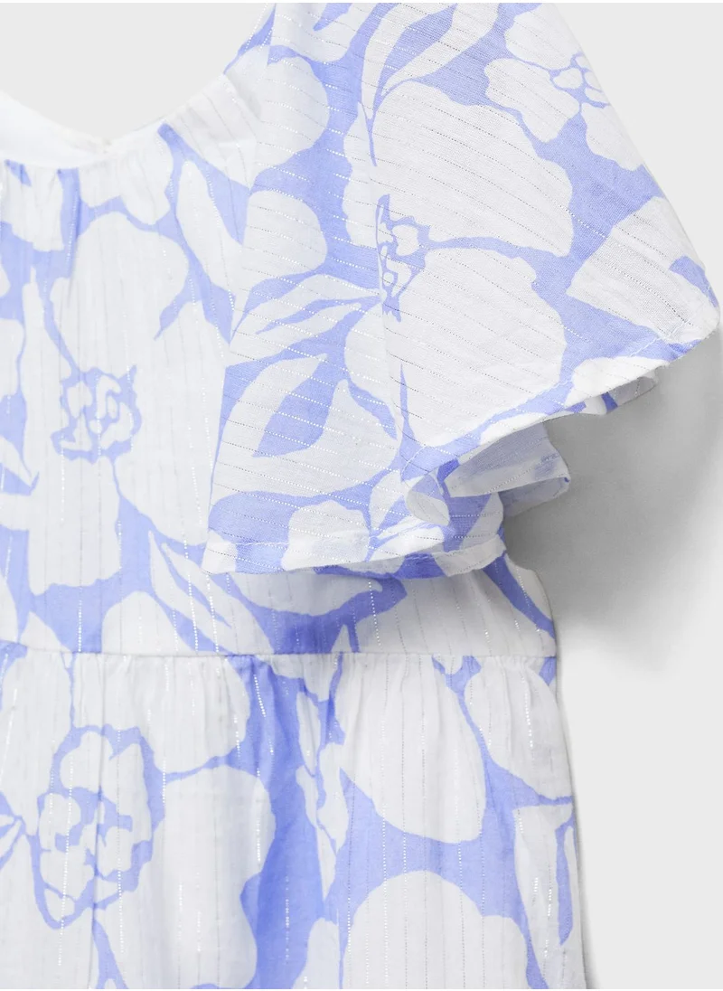 MANGO Kids Floral Puff Sleeve Dress