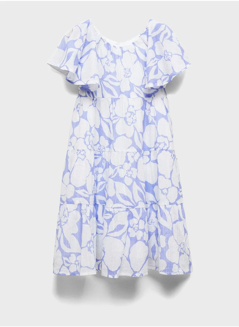 MANGO Kids Floral Puff Sleeve Dress