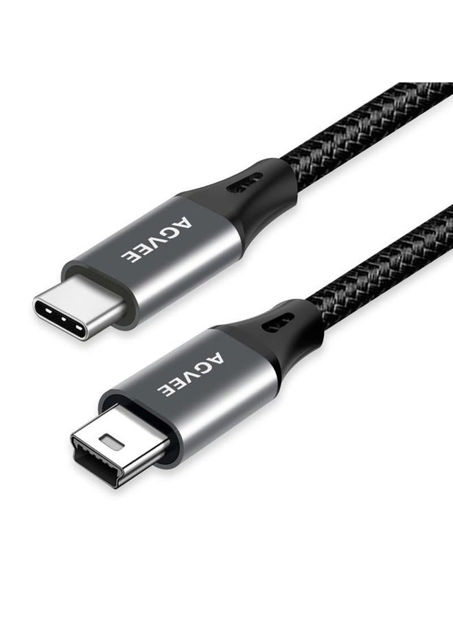 AGVEE [2 Pack 10ft] Long USB-C to Mini USB Cable, Braided Durable Mini-B 5-Pin to Type-C Data Charging Charger OTG Cord for Hero 3+, PS3 Controller, Canon Nikon Camera, GPS, Blue Yeti, Dark Gray - Image 3