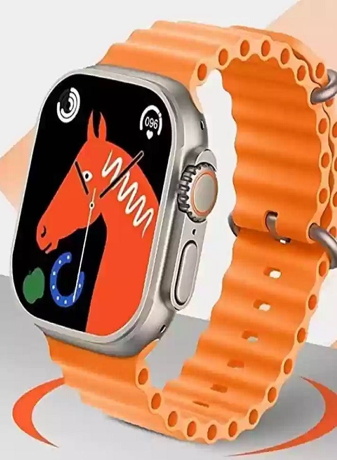 MX 10 Smart Watch with 7 fashionable watch straps and Always on Clock Orange - Image 3