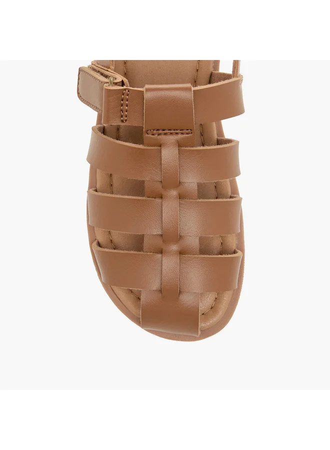 Mister Duchini Boys Solid Cage Sandals with Hook and Loop Closure