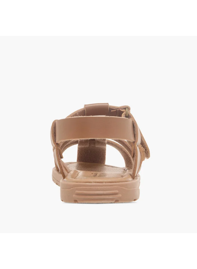 Mister Duchini Boys Solid Cage Sandals with Hook and Loop Closure