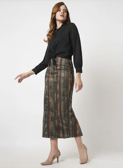 جلو باص Globus Women Printed Stretchable Pencil Midi Skirts
