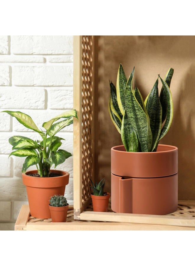 Phoenix Vine 8 Inch Self-Watering Planter Pot with Terracotta Insert, Deep Water Reservoir, and Ceramic-Alike BPA-Free Plastic Planter Pot for Plant, Modern Planter for Houseplants, Terracotta, 53-A-T-3 - Image 5
