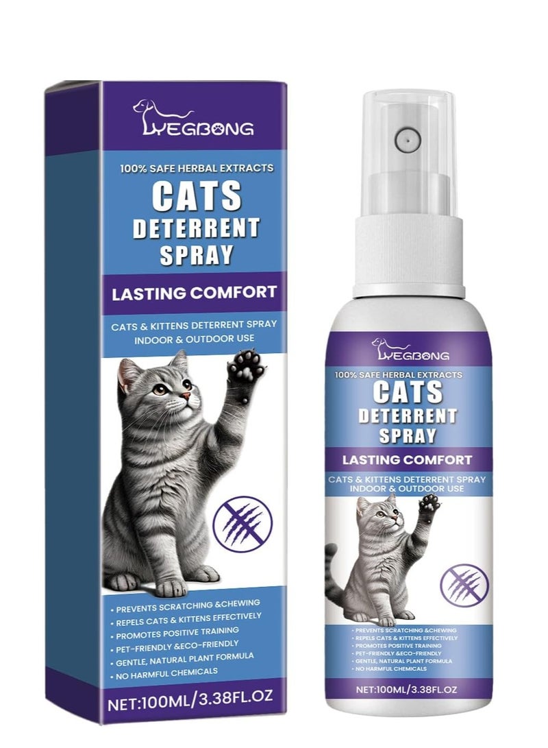YEGBONG 100ML Plant Extracts Cat Repellent Spray, Indoor & Outdoor Cat Deterrent for Furniture, Sofa, Rug & Curtain, Effective Training Aid, Safe & Natural Formula - Image 1