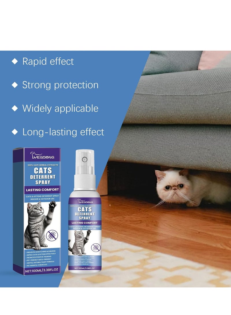 YEGBONG 100ML Plant Extracts Cat Repellent Spray, Indoor & Outdoor Cat Deterrent for Furniture, Sofa, Rug & Curtain, Effective Training Aid, Safe & Natural Formula - Image 2