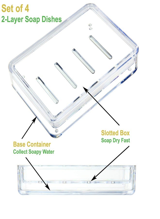 Youngever 4 Pack Soap Holders, Detachable Soap Dish, Soap Saver, Clear Bar Soap Holders for Shower, Sink Bathroom - Image 3