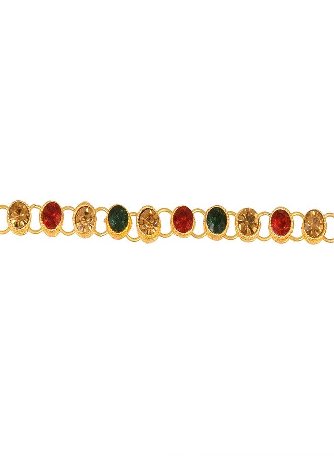 Superstore18 Brass 24KT Gold Plated Traditional Kamarbandh Women Ethnic Waistbelt with Golden Pearls,Imitation Emerald, Ruby Wedding Bridal Jewellery women (SST2556KBKK) - Image 4