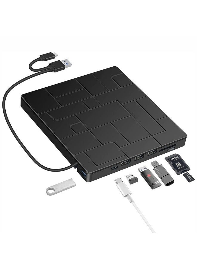 7-in-1 Optical Drive Mobile External Computer Burns Optical Drive Multi-function External Drive Burner Reads TF Card SD Card - Image 1