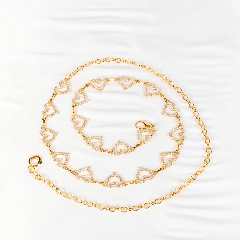 The Black Pearl Accessories Golden Zirconic Metal Waist Belt For Her - Image 1