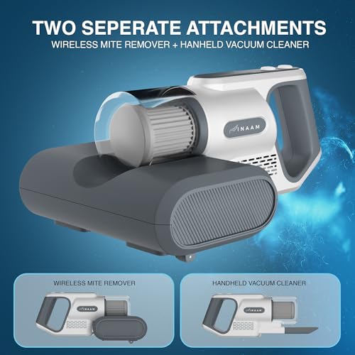 INAAM Cordless Mite Remover Vacuum Cleaner |for Bed Sofa & Carpet | with HEPA Filtration KPA Power Suction UV Light Sterilization Allergens & Pet Hair Anti Dust Remover Kills 99.9% - Image 3