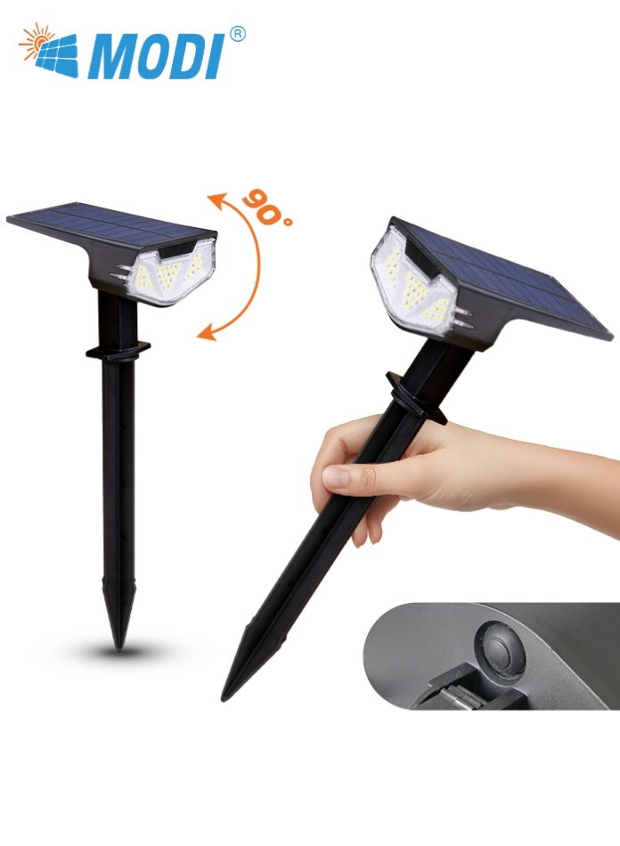 MODI Solar Ground Spike Light 2PCS – 6500K White | IP65 Waterproof | 8+ Hrs Runtime | 90° Adjustable Angle | Outdoor Garden Pathway Lighting | Energy Saving - Image 4