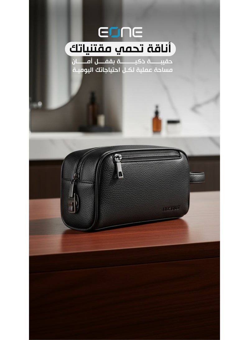 EONE Men's Fashion Handbag, Black, High-Quality Material, Metal Zipper, Combination Lock, Versatile - Image 2