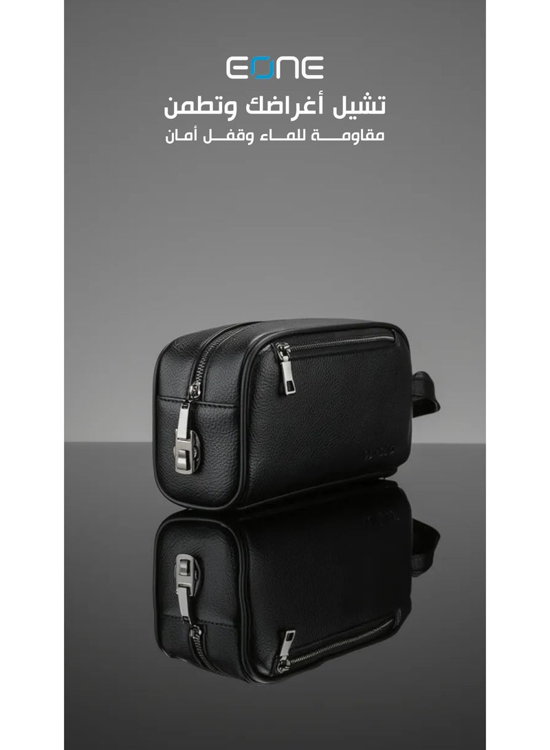 EONE Men's Fashion Handbag, Black, High-Quality Material, Metal Zipper, Combination Lock, Versatile - Image 3