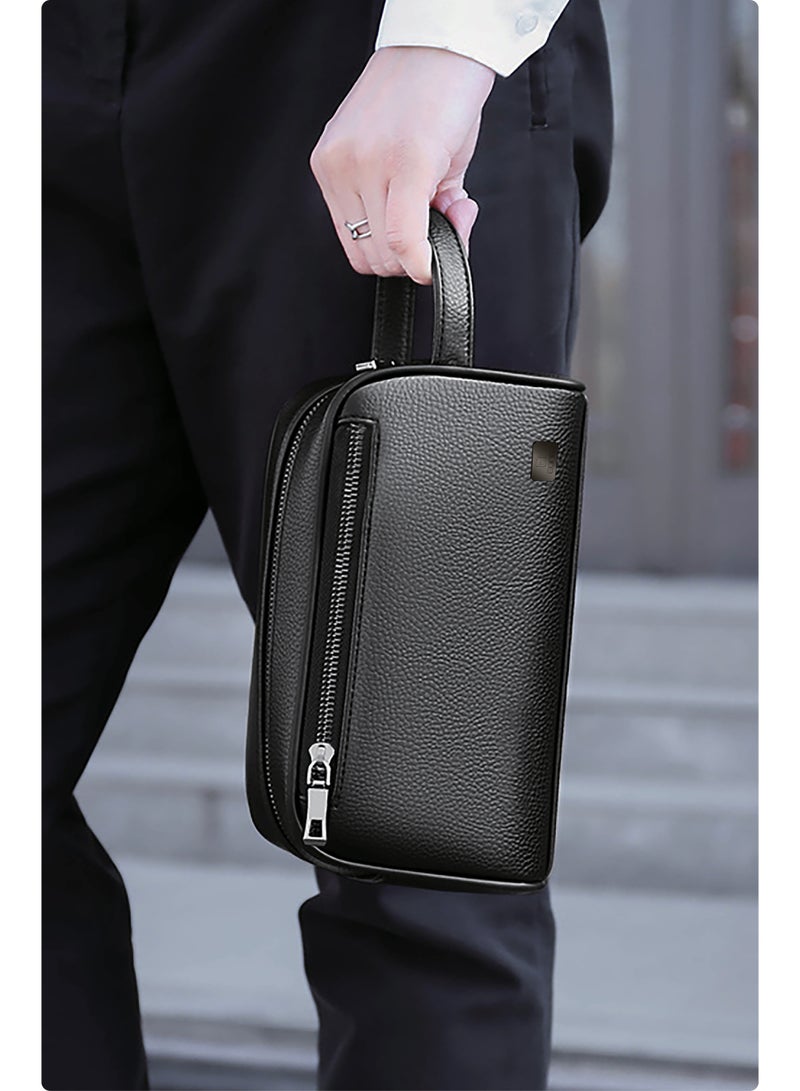 EONE Men's Fashion Handbag, Black, High-Quality Material, Metal Zipper, Combination Lock, Versatile - Image 5