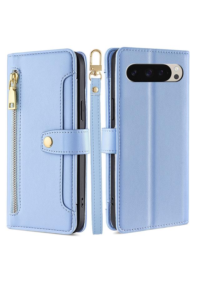 S-TOP Case For Google Pixel 9 Sheep Texture Cross-body Zipper Wallet Leather Phone Case - Image 1