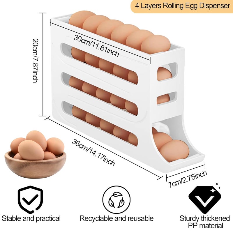Takositio Takositio 1pcs Auto Rolling Egg Organizer for Fridge 4Tier Stackable Egg Dispenser HolderLarge Capacity 30Egg Storage Box Easy Access Automatic Egg Dispenser for Refrigerator Storage Multicolor - Image 2