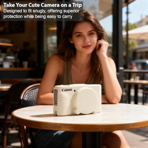 Frevyve Case for Canon PowerShot SX740 HS, SX730 HS Camera, Soft Silicone Protective Case, Slim Fit Sleeve with Removable Lens Cover and Screen Protector Accessories, Anti-Scratch (Beige) - Image 3