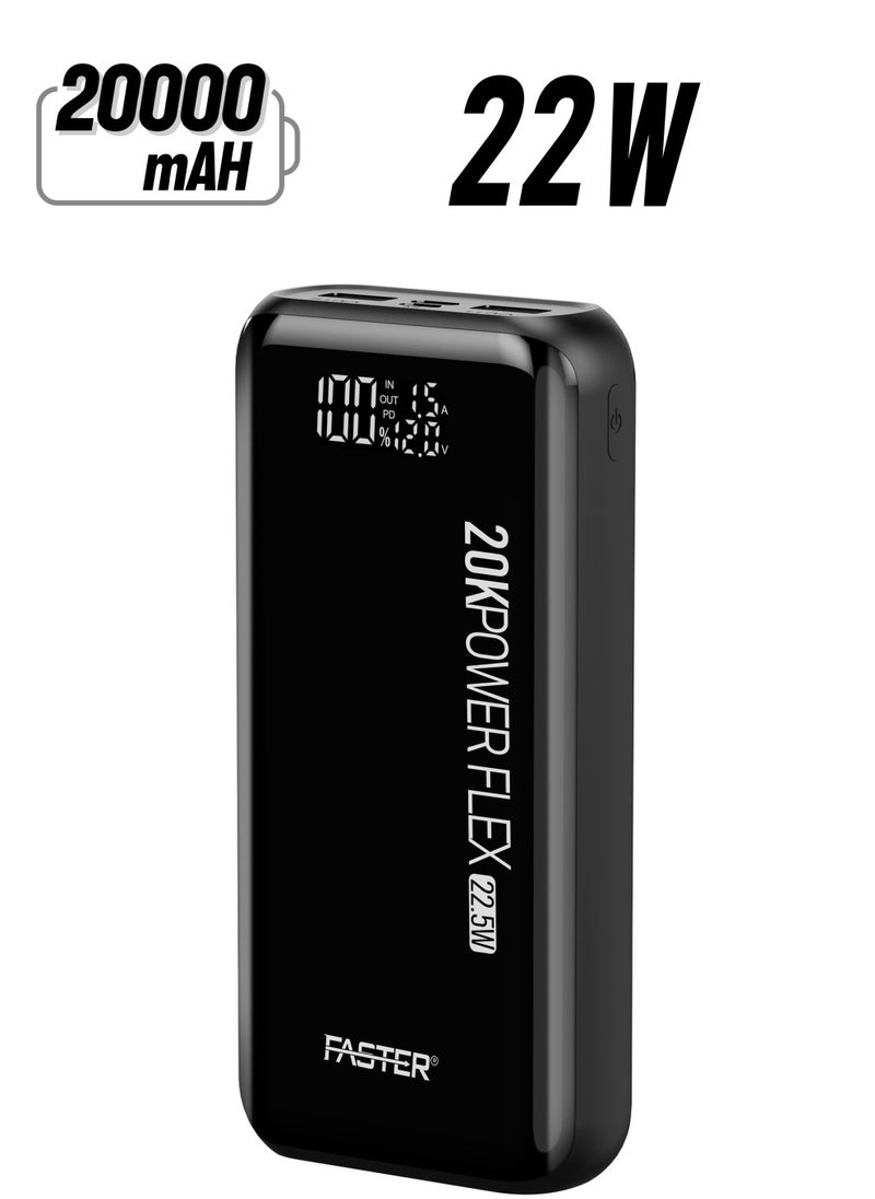 Faster 20000 mAh Power Bank - 22W Fast Charging Portable Charger - Laptop Mobile Charger Portable with 2 USB A Ports & 1 USB C Port - Battery Pack For Laptop MacBook Dell iPhone Samsung - Compact Design with Digital Display  - Image 1