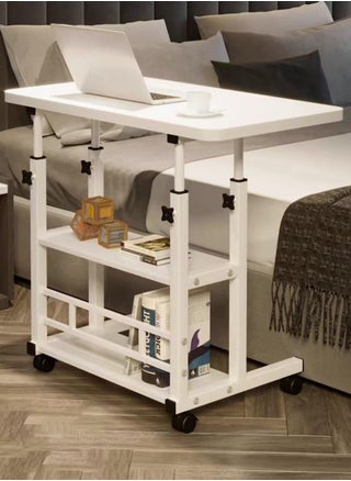 Home Office Desk Adjustable Height 60-90 cm Laptop Table with Tray Portable Small Computer Desk with Rollers Modern Office Study Reading Side Table (White) - pzsku/Z29BC3A381184BA09F1AAZ/45/1746215712/3cef1a82-72c7-418c-9e9c-8d15499442ed
