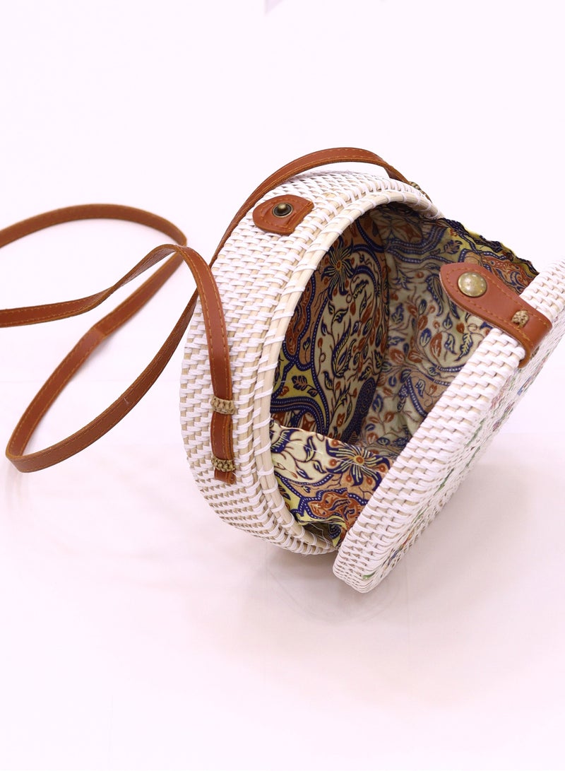 Rattan Bags for Women - Handmade Wicker Woven Purse Handbag Circle Boho Bag Bali
