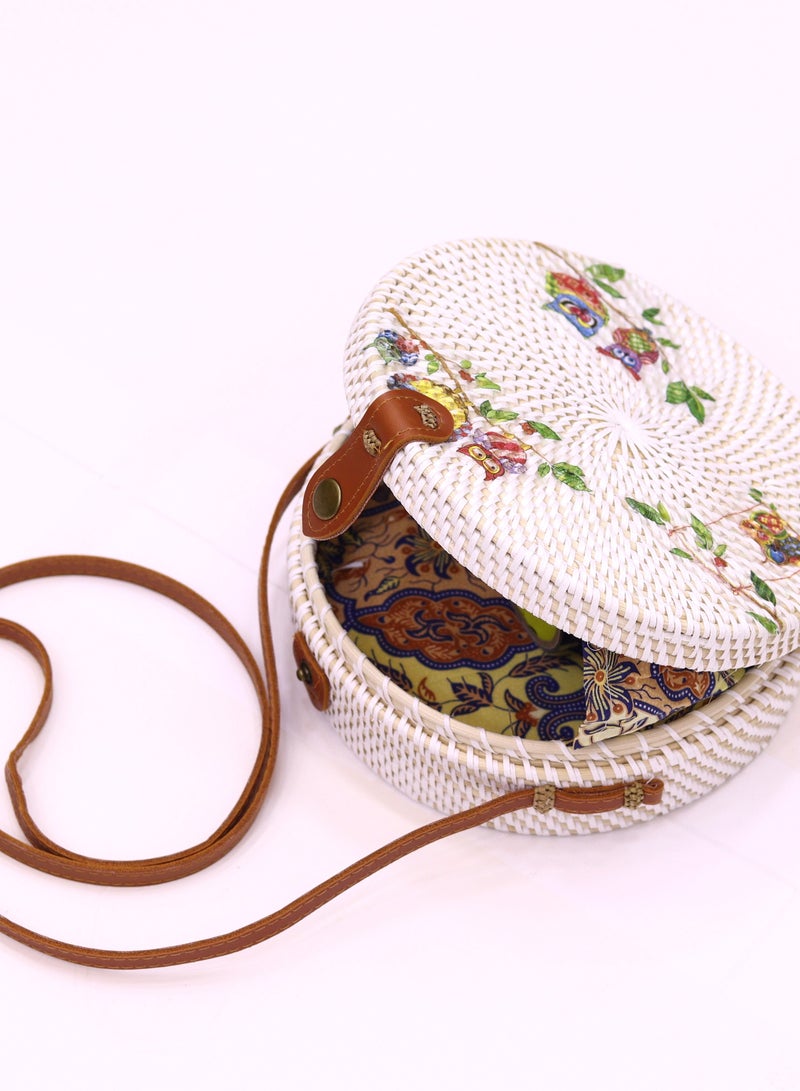 Rattan Bags for Women - Handmade Wicker Woven Purse Handbag Circle Boho Bag Bali