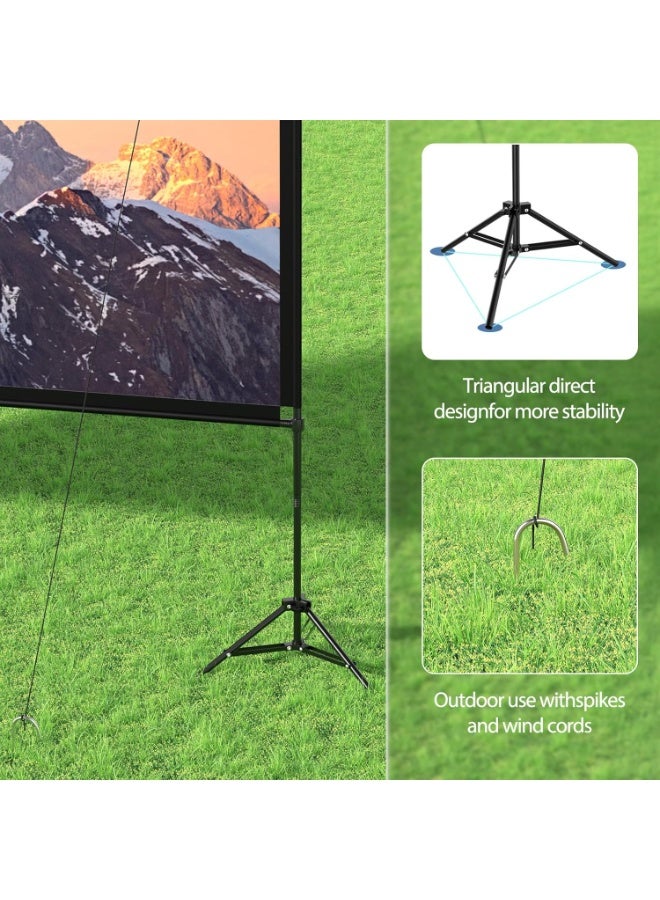 GEBSMY 120 Inch Projector Screen with 2.7M High Tripod Stands, Portable Movie Screen Indoor and Outdoor - 16:9 4K HD Foldable Anti-Crease Projection Screen with Carry Bag for Movie Nights, Camping and Parties - Image 5