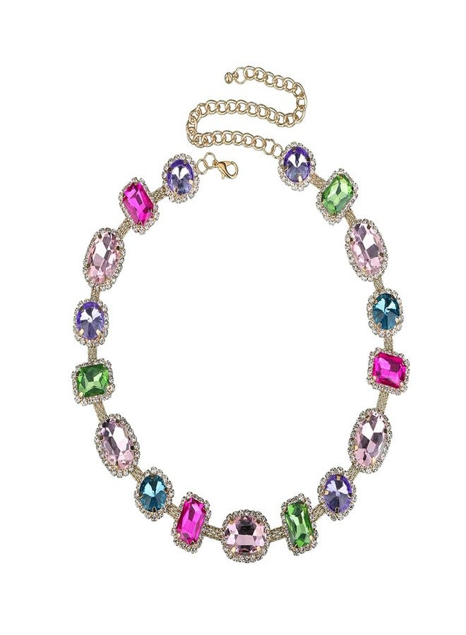 Rumtock Colorful Crystal Beads Choker Chunky Necklace for Women Sparkle Jewelry Prom Wedding Special Events (Colorful) - Image 1